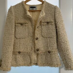 Elegant Cream Tweed Women's Jacket
